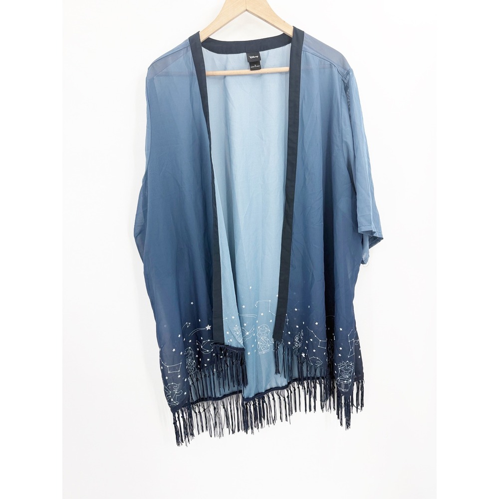 Disney Lilo & Stitch Blue Ombre Celestial Constellation Kimono coverrup Size 3